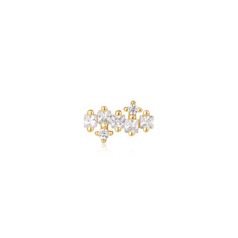 Gold Sparkle Cluster Climber Barbell Single Earring