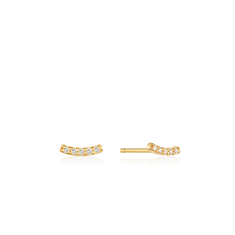 14KT Gold Magma Natural Diamond Curve Stud Earrings
