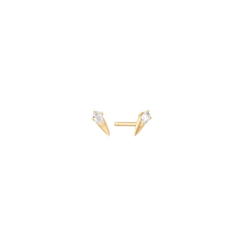 14kt Gold White Sapphire Spike Stud Earrings