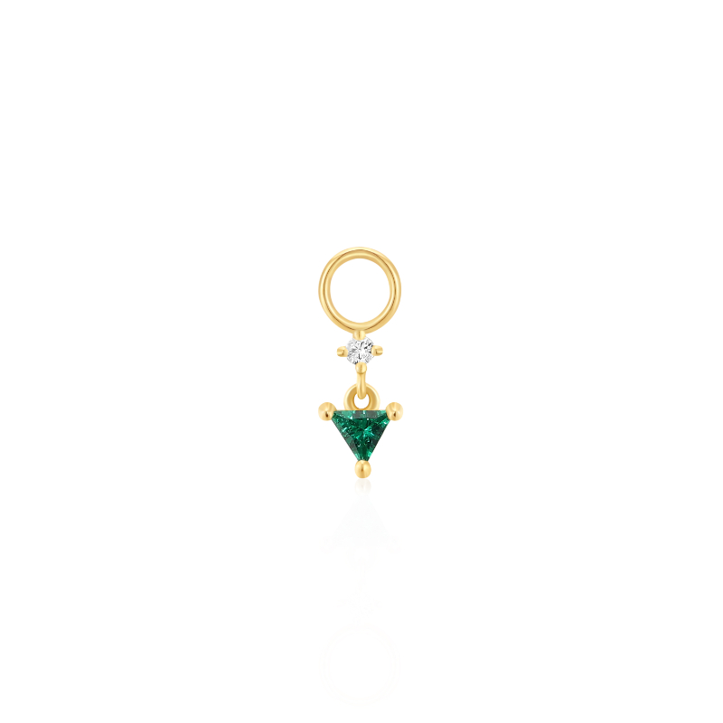 Gold Sparkle Drop Green Earring Charm