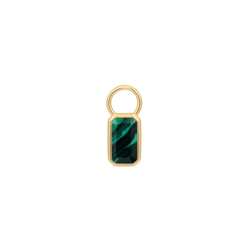 Gold Faceted Green Earring Charm