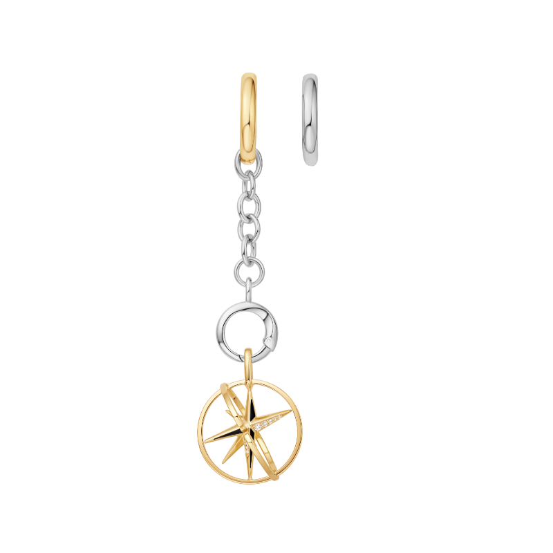 Gold Celestial Sphere Charm Oval Hoop Earrings