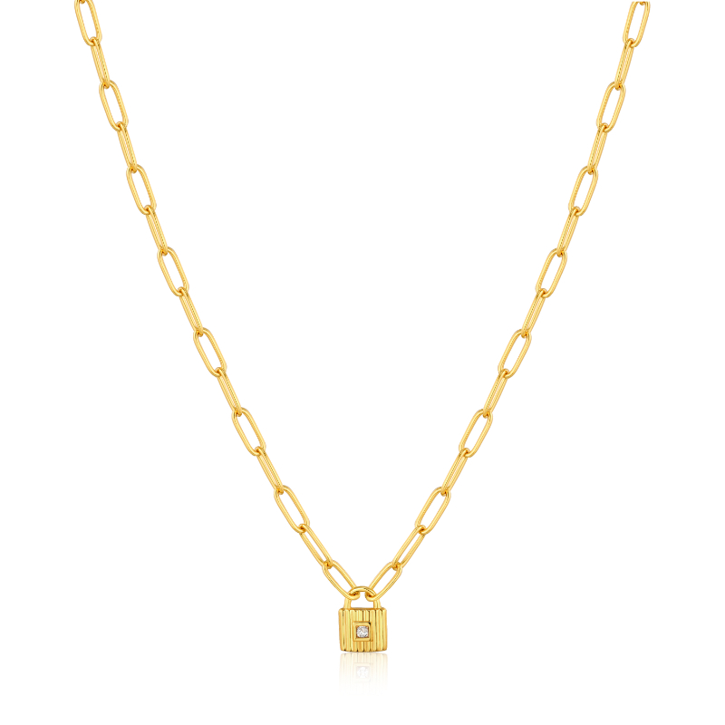 Gold Chunky Chain Padlock Necklace