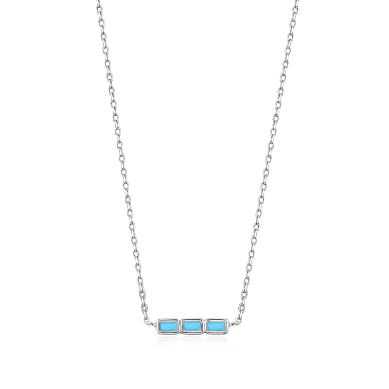 SILVER TURQUOISE BAR NECKLACE