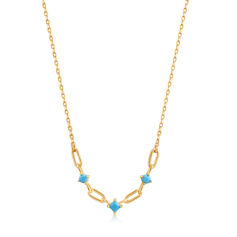 GOLD TURQUOISE LINK NECKLACE