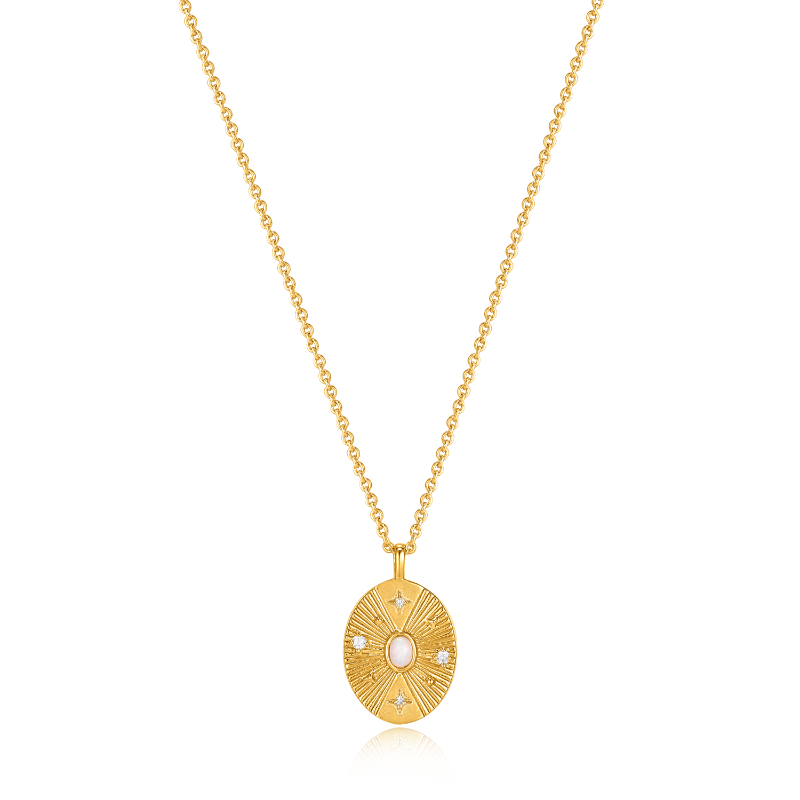 GOLD SCATTERED STARS KYOTO OPAL DISC NECKLACE