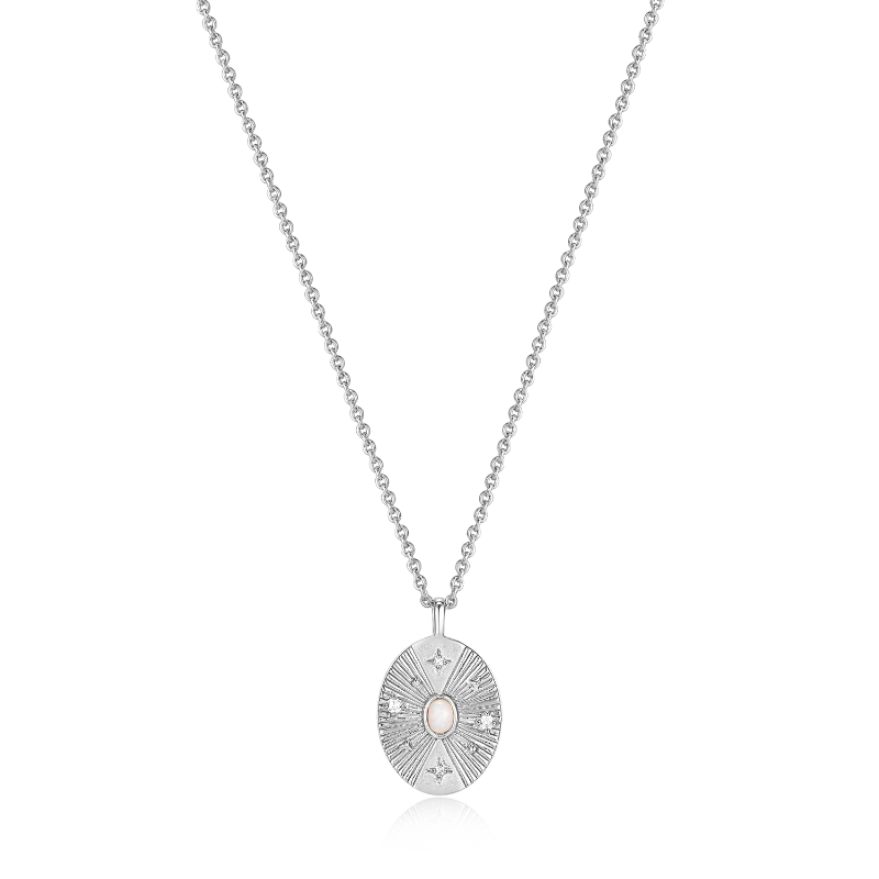 SILVER SCATTERED STARS KYOTO OPAL DISC NECKLACE