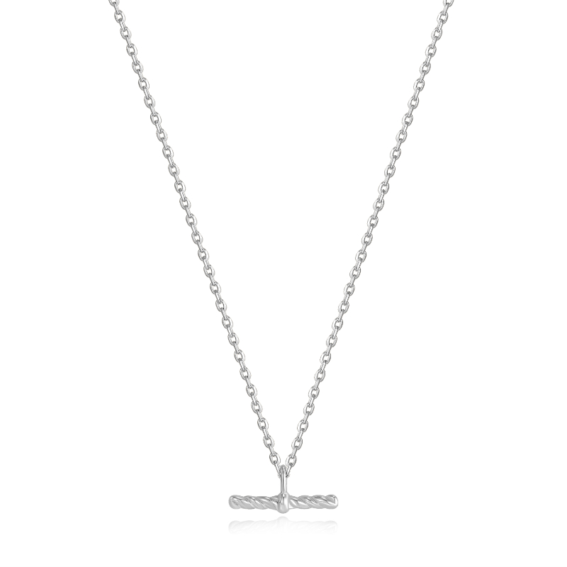 SILVER ROPE T-BAR NECKLACE