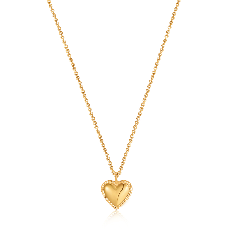 GOLD ROPE HEART PENDANT NECKLACE
