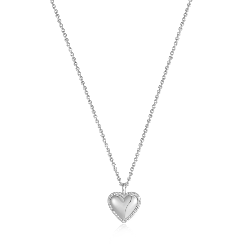 SILVER ROPE HEART PENDANT NECKLACE