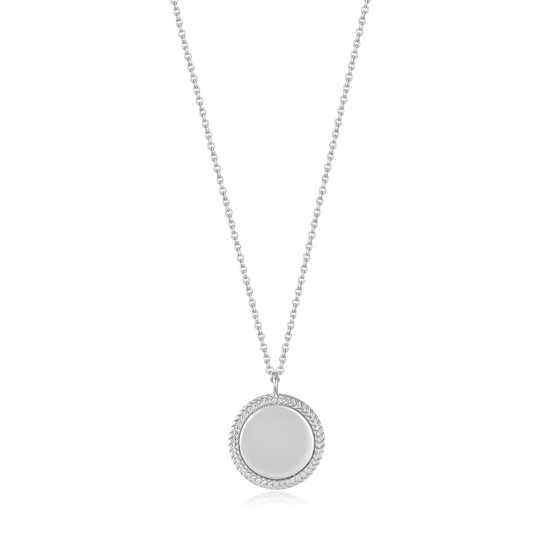 SILVER ROPE DISC NECKLACE