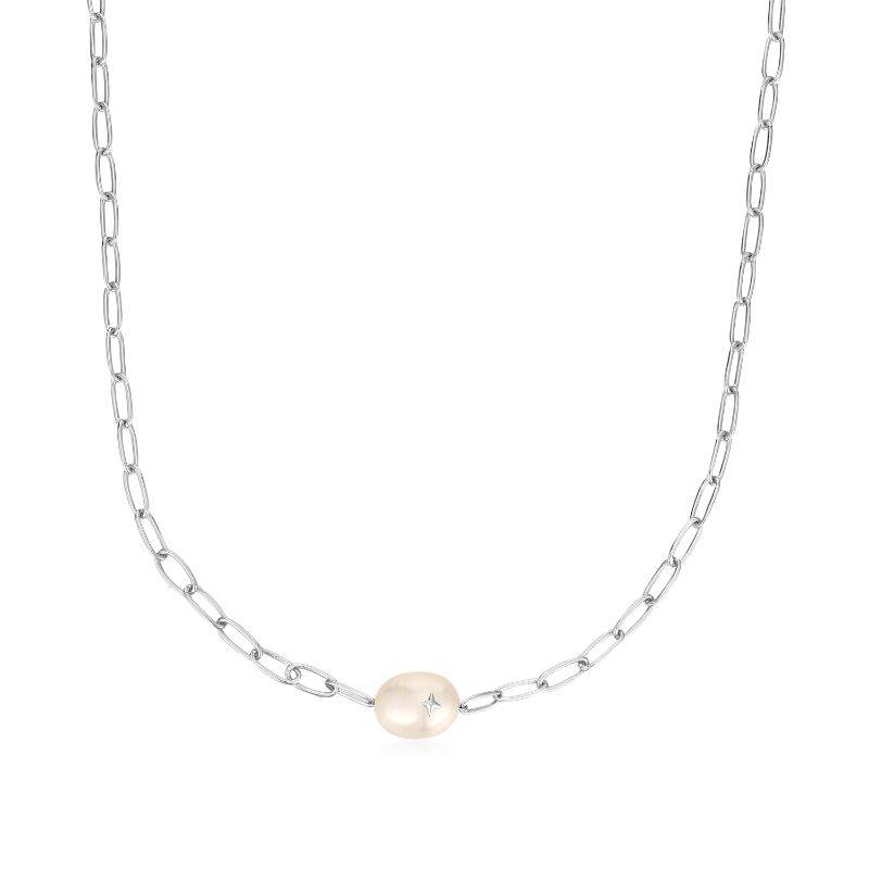 Silver Pearl Sparkle Chunky Chain Necklace?