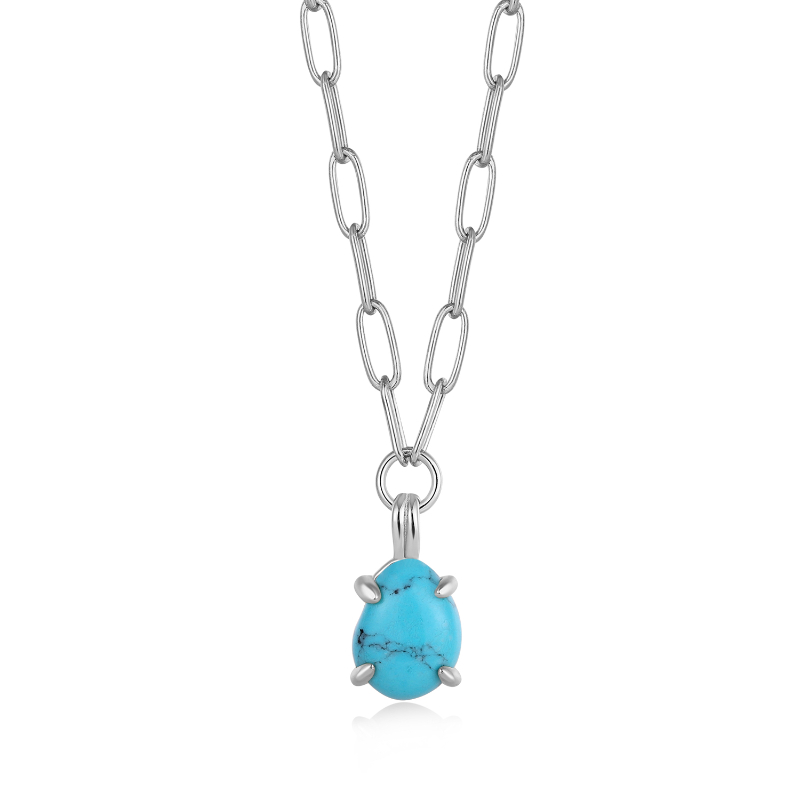 Turquoise Chunky Chain Drop Pendant Necklace