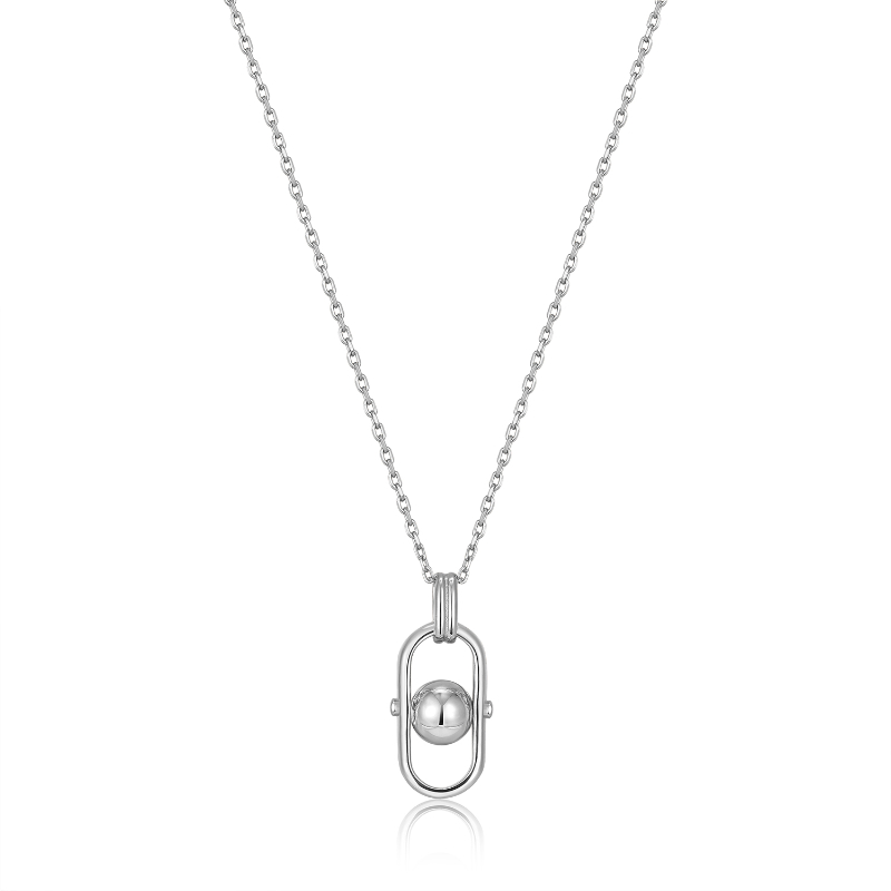 Silver Orb Link Drop Pendant Necklace