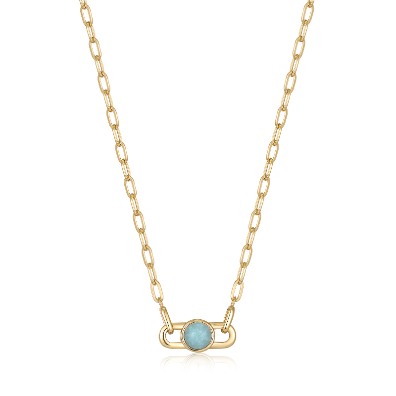 Gold Orb Amazonite Link Necklace