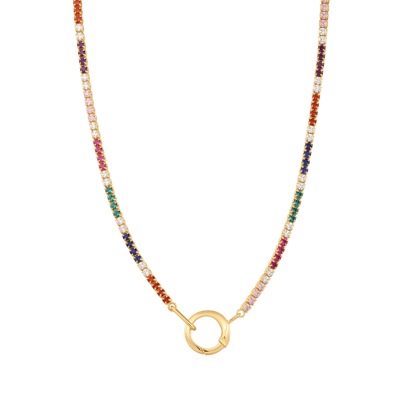 Gold Rainbow Chain Connector Necklace