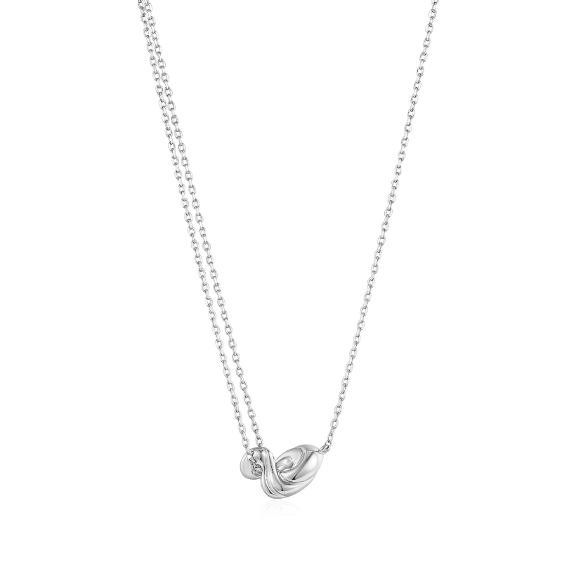 Silver Twisted Wave Mini Pendant Necklace