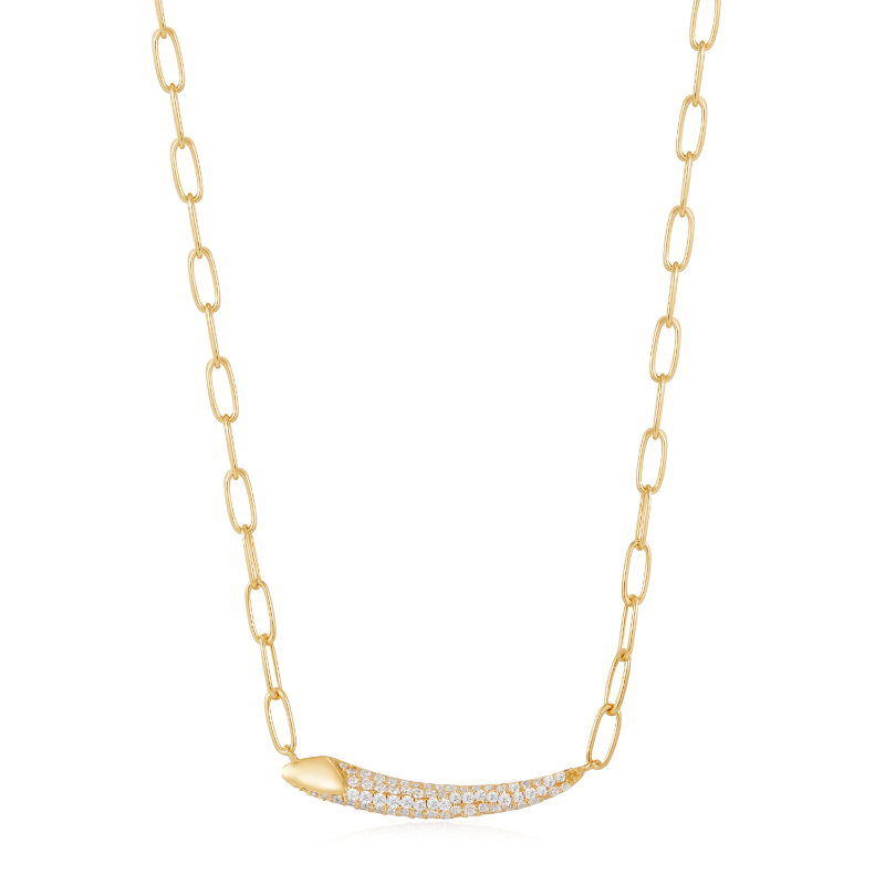 Gold Pavé Bar Chain Necklace