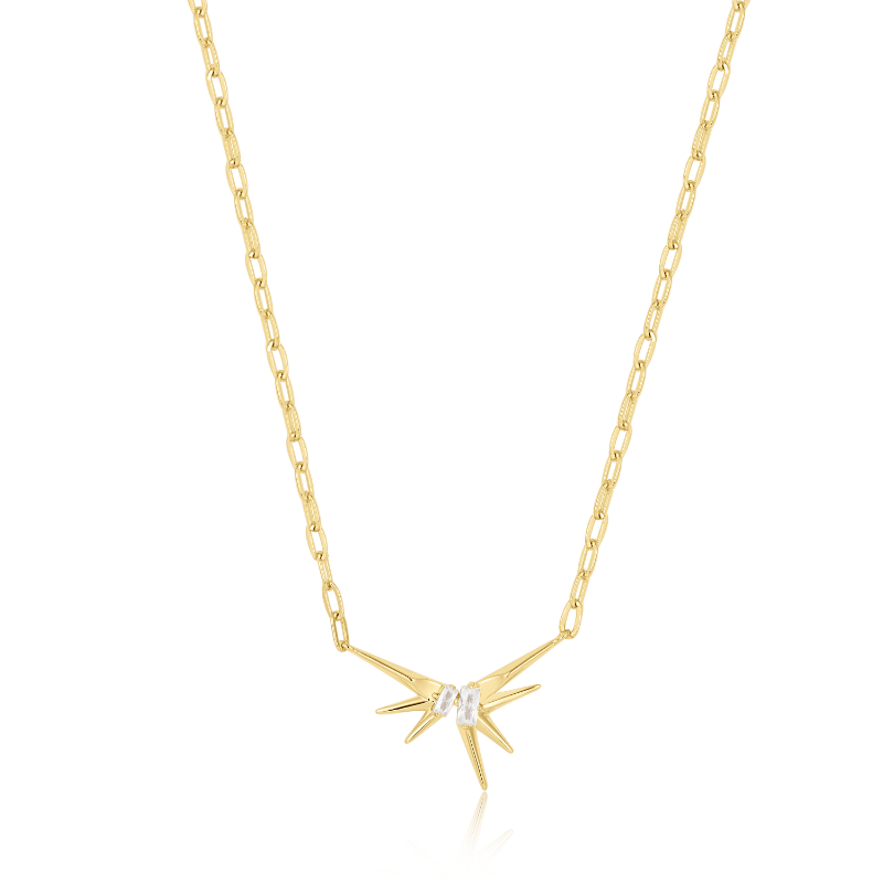 Gold Sparkle Spike Pendant Necklace