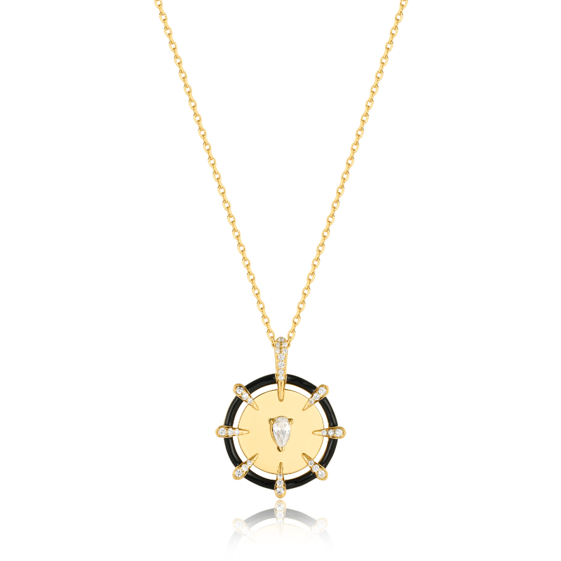 Gold Sparkle Point Medallion Necklace
