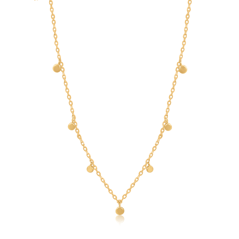14KT GOLD MIXED DISC NECKLACE