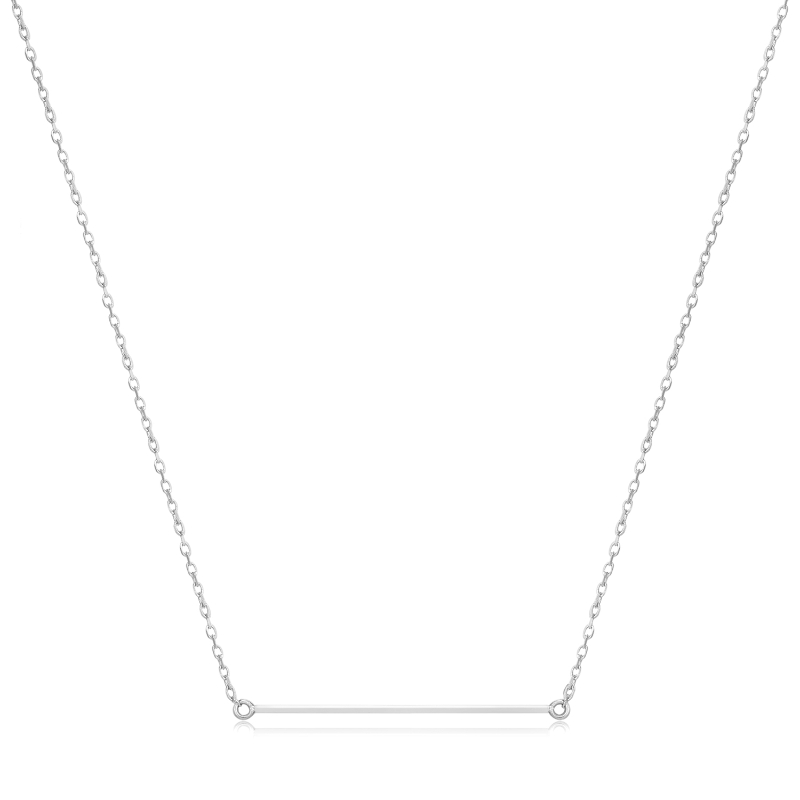 14KT WHITE GOLD SOLID BAR NECKLACE