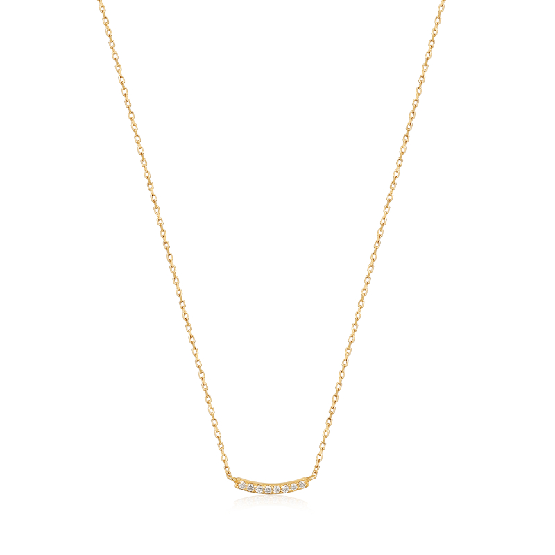 14KT Gold Magma Curve Natural Diamond Necklace