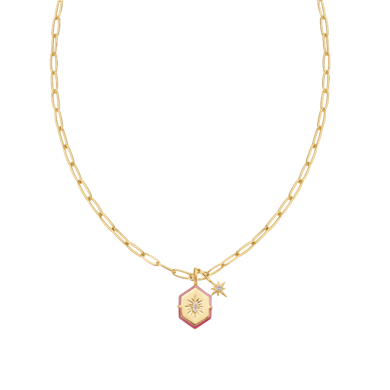 Gold Sunset Charm Necklace