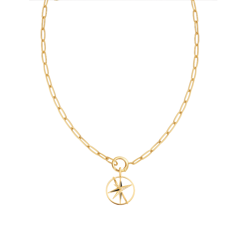 Gold Star Circle Charm Necklace