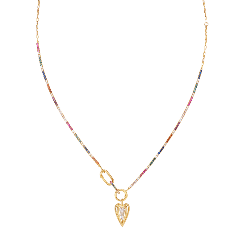 Gold Rainbow Love Charm Necklace