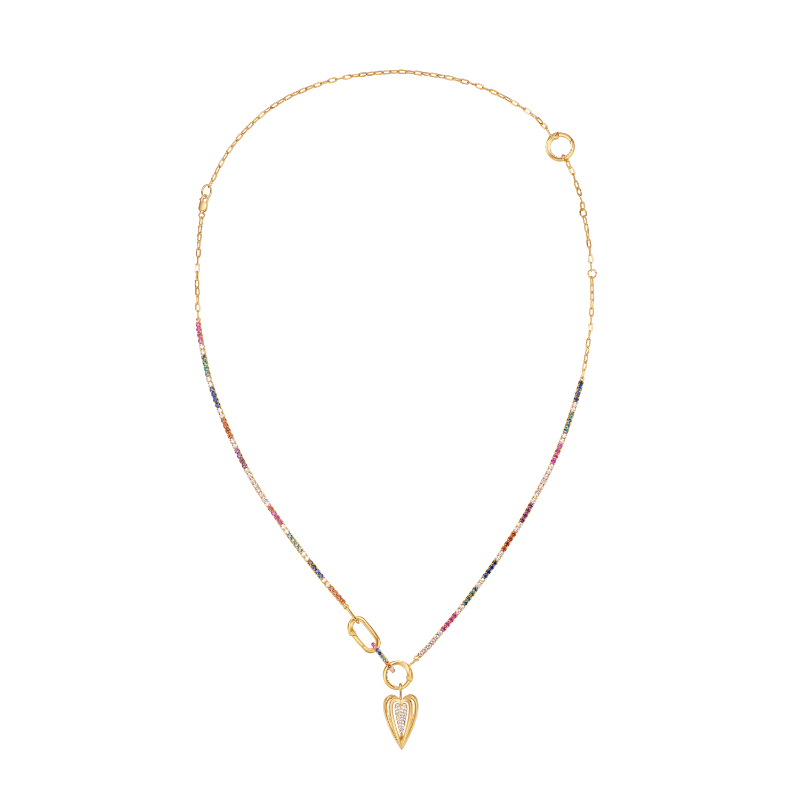 Gold Rainbow Love Charm Extender Necklace