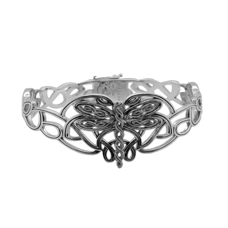 Sterling Silver Oxidized Dragonfly Bangle
