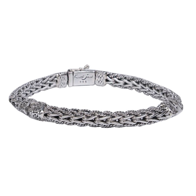Sterling Silver Oxidized Triangular Hinged Bracelet