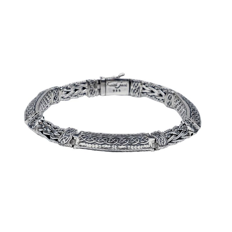 Sterling Silver Oxidized 3 Bar Triangular Bracelet