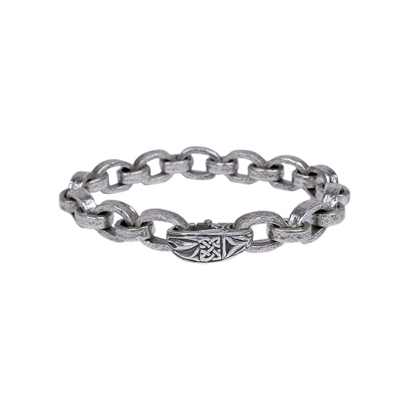 Sterling Silver Heavy Oval ring hammered Pictish  Bracelet