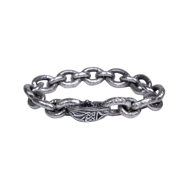 Sterling Silver Heavy Hammered Oval & Small Link bracelet