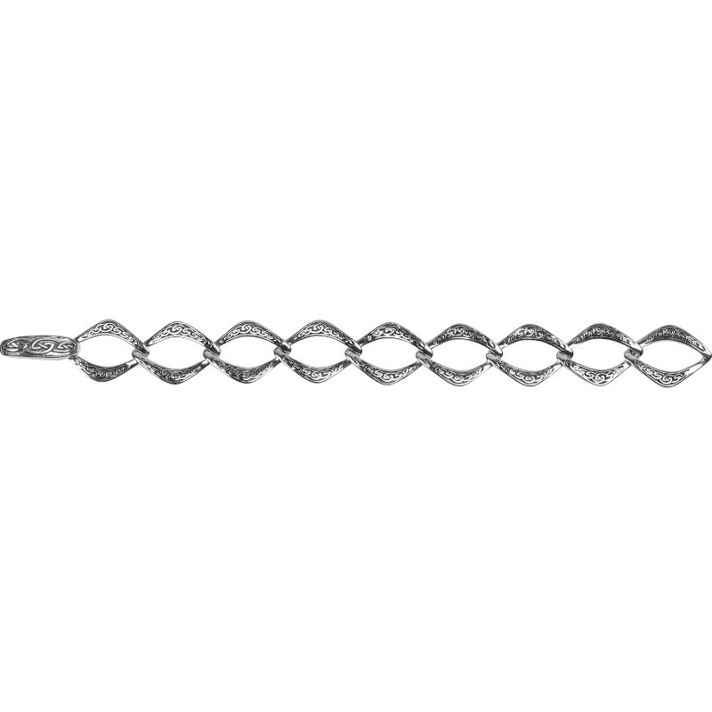 Sterling Silver Celtic Knot Link Bracelet with Push Clasp