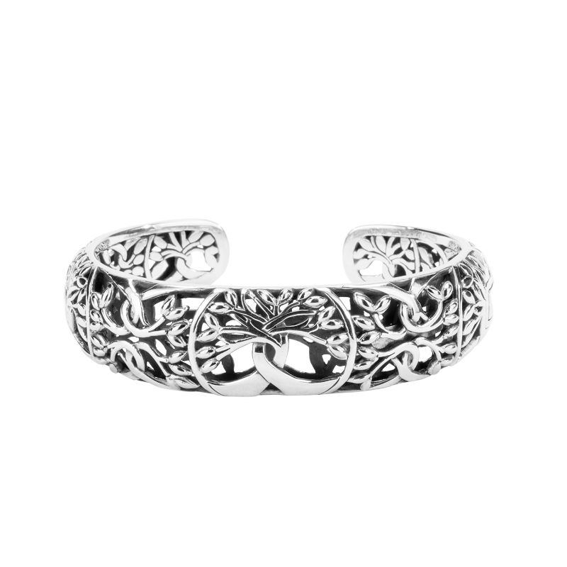 Sterling Silver Tree of Life Large Bangle