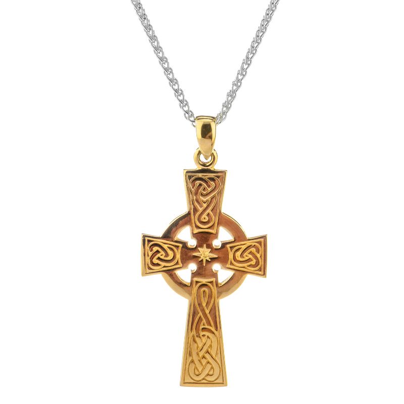 Yellow Celtic Cross Large Pendant