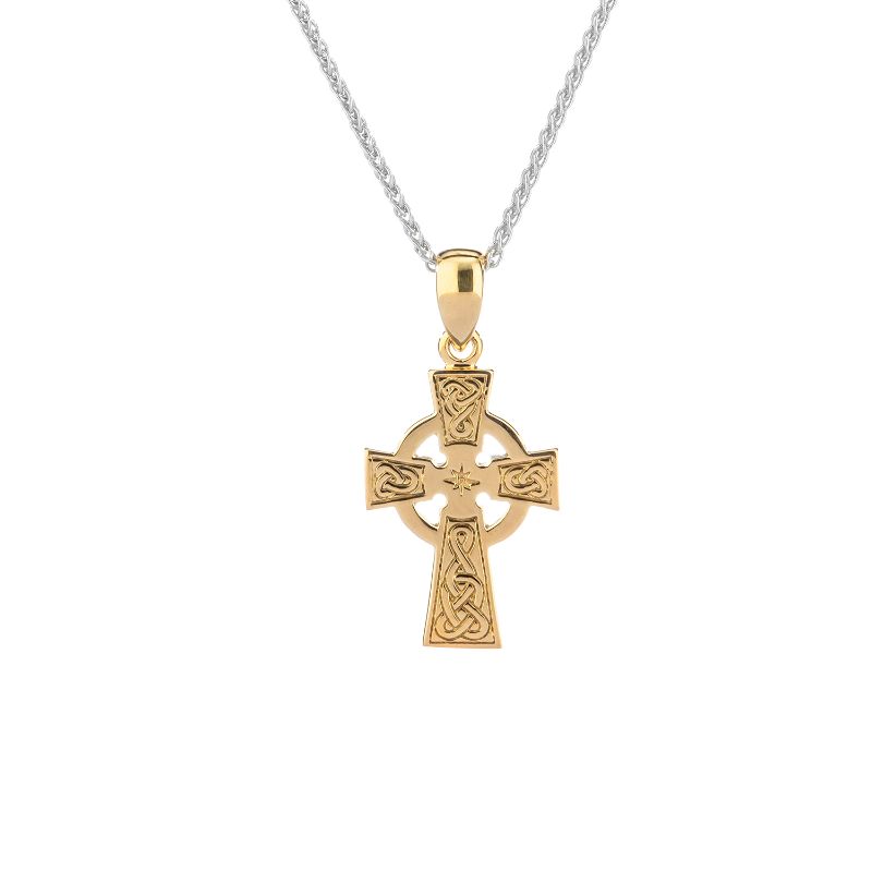 Yellow Celtic Cross Small Pendant