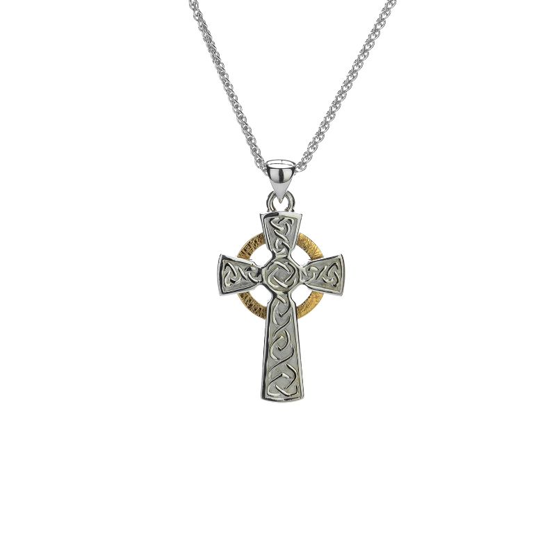 Sterling Silver 10k Circle Cross Small Pendant