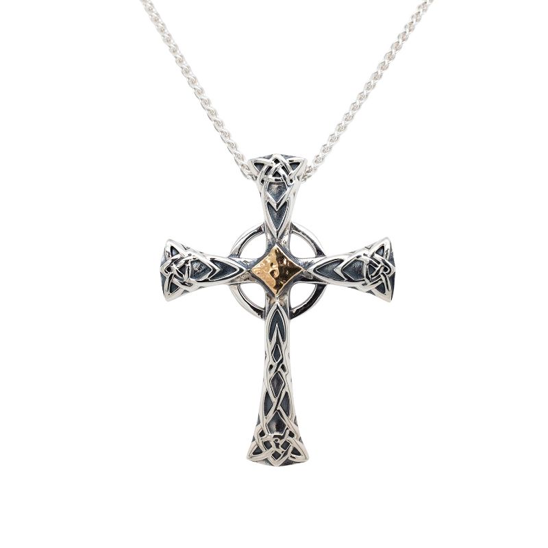 Sterling Silver 10k Celtic Cross Large Pendant