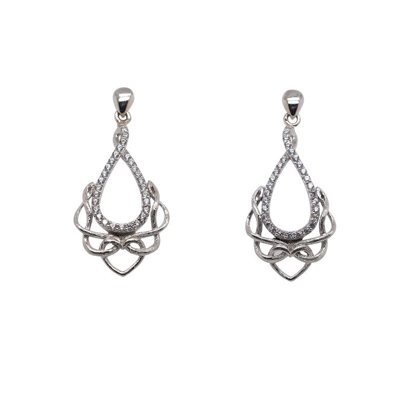 Sterling Silver Rhodium CZ Love's Chalice Post Earrings