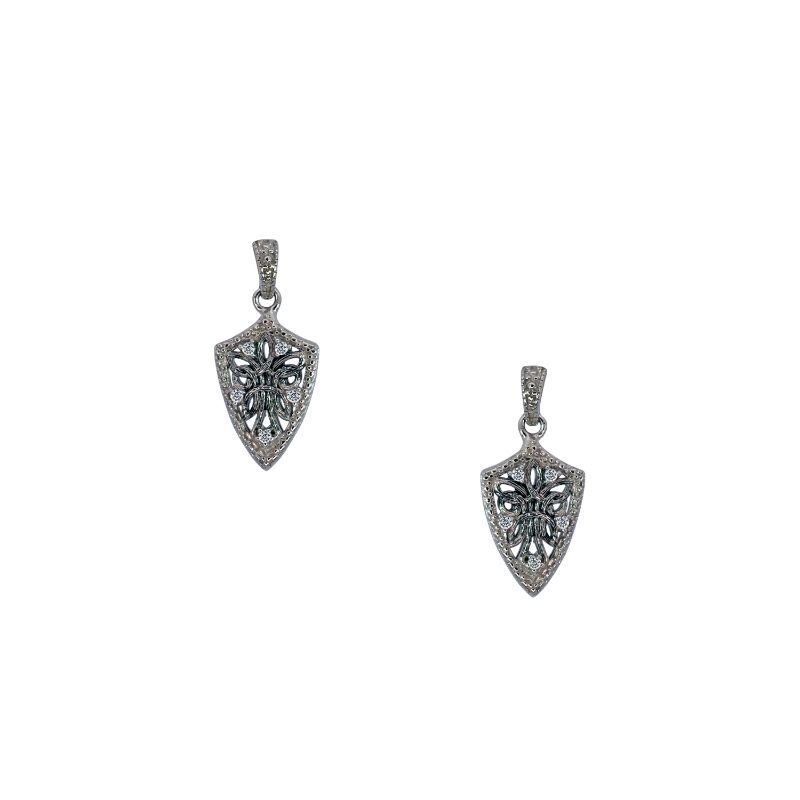 Sterling Silver Rhodium CZ Guardian Angel Earrings