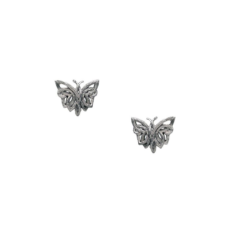 Sterling Silver Rhodium Butterfly Stud Earrings