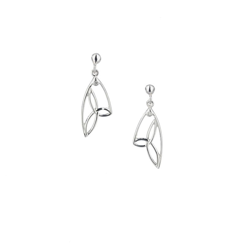 Sterling Silver Diamond (1.3mm) Butterfly Wing Trinity Post Earrings