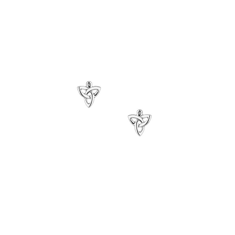 Sterling Silver Diamond (1mm) Trinity Post Earrings
