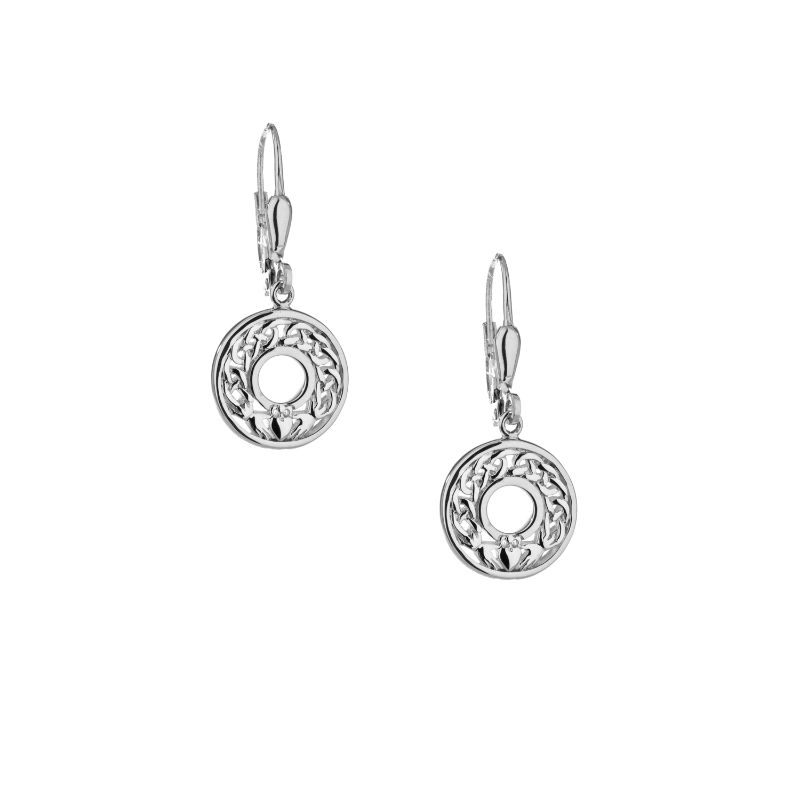 Sterling Silver Claddagh Leverback Earrings