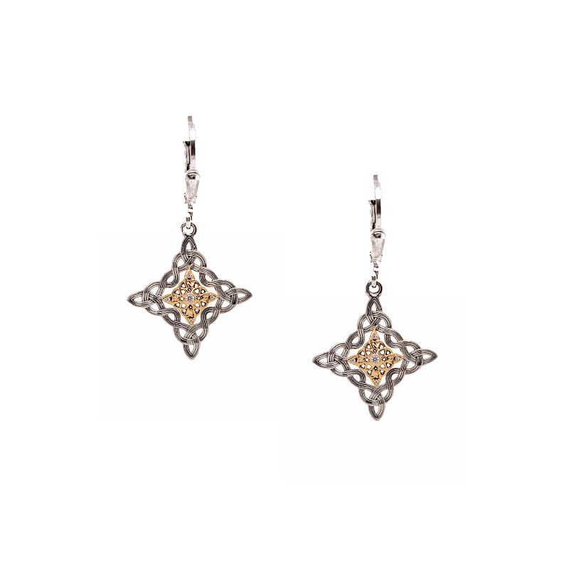 Sterling Silver 10k CZ Celestial Leverback Earrings