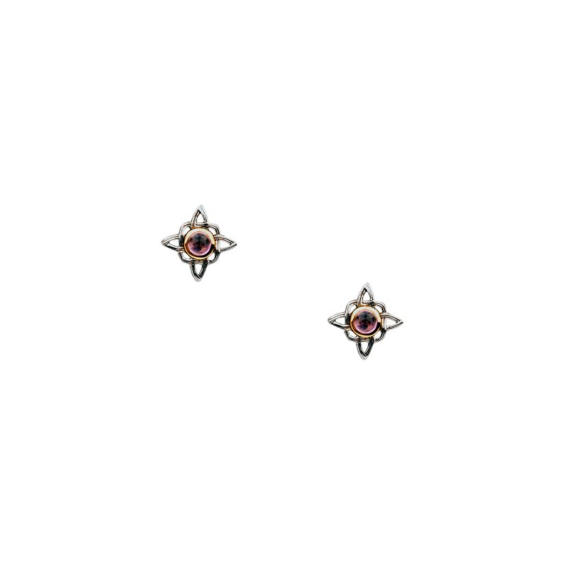Sterling Silver Rhodium 10k Amethyst Celestial Stud Earrings